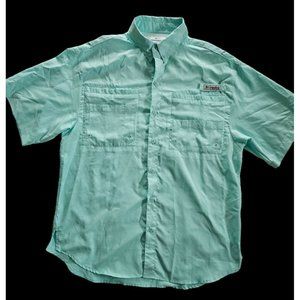 Columbia PFG Button Down Up Fishing Shirt Men’s Medium Green Vented Short Sleeve